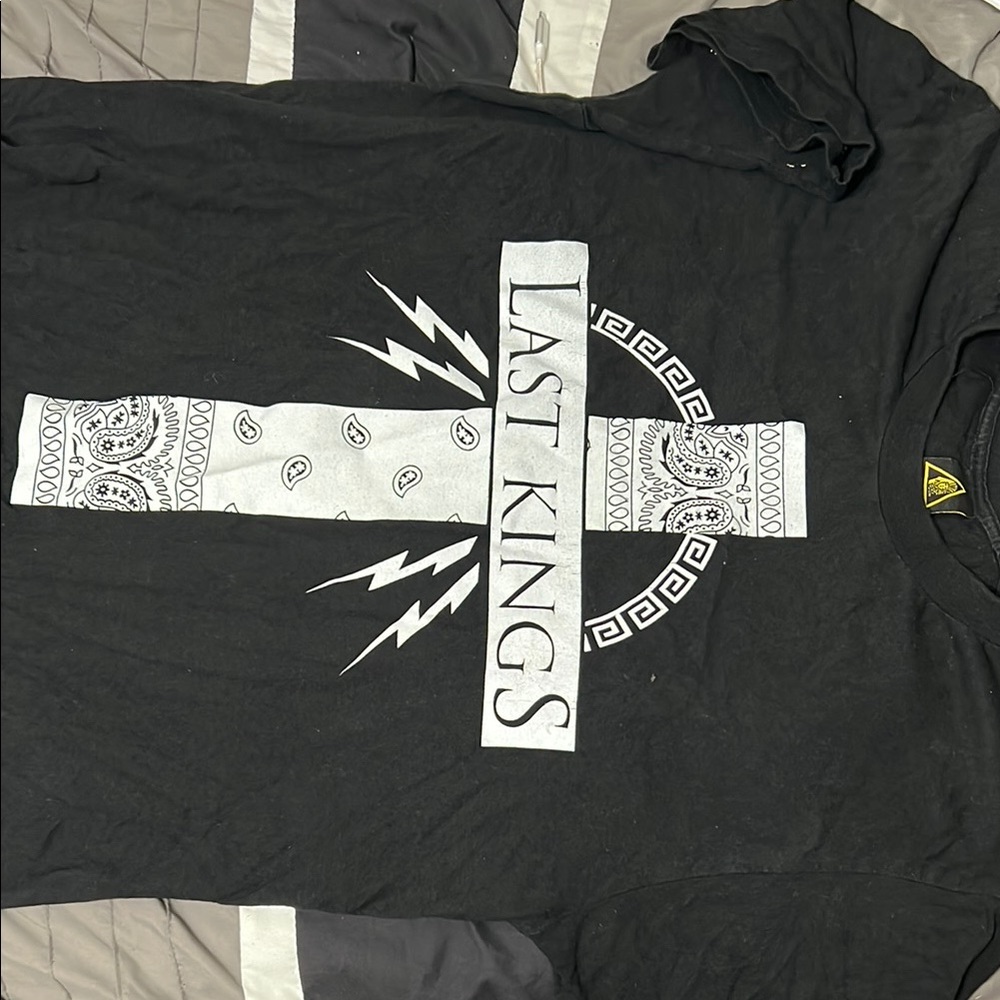 Black Graphic T-Shirt with White Design